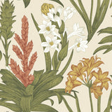 Blooming Villa Linen & Olive Peel & Stick Wallpaper with Botanical Floral Pattern, Farmhouse Style - NuWallpaper NUS6097