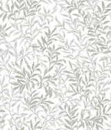 Terrace Vines Sea Salt Grey Peel & Stick Wallpaper with Botanical Vining Greenery - NuWallpaper NUS6099