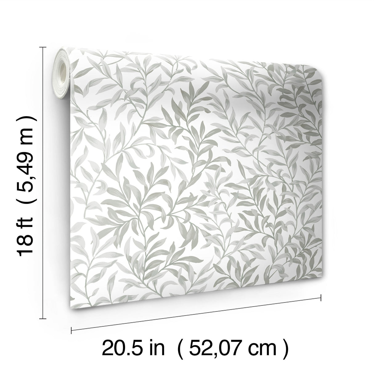 Terrace Vines Sea Salt Grey Peel & Stick Wallpaper with Botanical Vining Greenery - NuWallpaper NUS6099