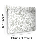 Terrace Vines Sea Salt Grey Peel & Stick Wallpaper with Botanical Vining Greenery - NuWallpaper NUS6099