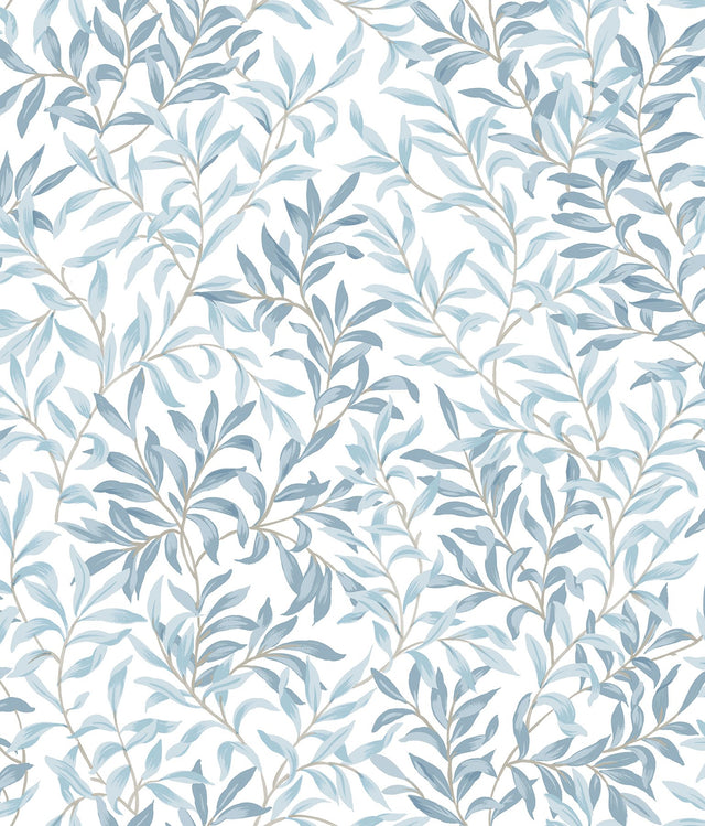 Terrace Vines Cloud Blue Peel & Stick Wallpaper with Botanical Farmhouse Style - NUS6100