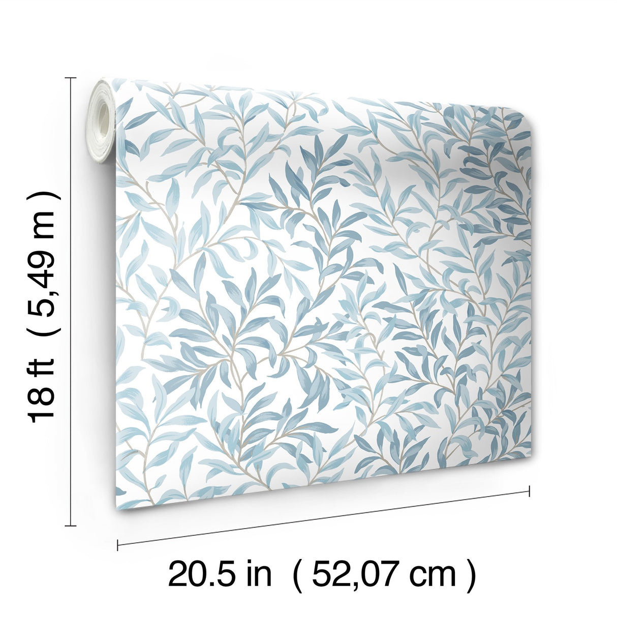 Terrace Vines Cloud Blue Peel & Stick Wallpaper with Botanical Farmhouse Style - NUS6100