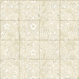 Provincial Tile Cream Peel & Stick Wallpaper with Floral Tile Motif - NuWallpaper NUS6103