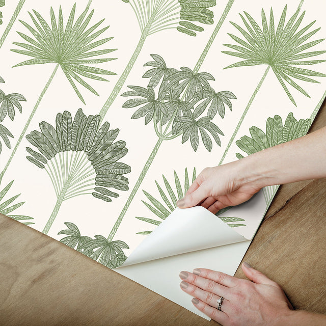 Kentia Green Peel & Stick Wallpaper with Botanical Palm Trees - NuWallpaper NUS6188