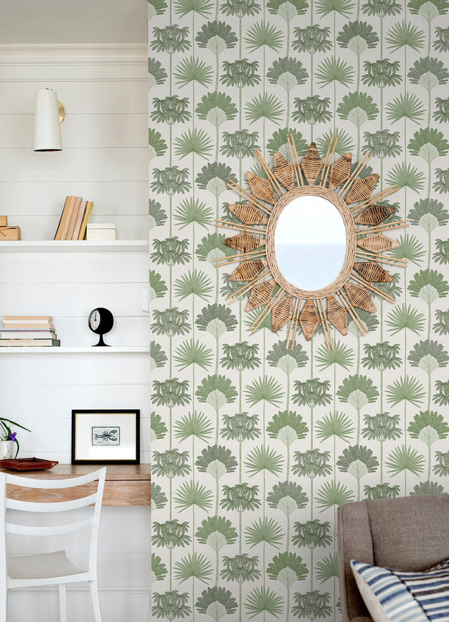 Kentia Green Peel & Stick Wallpaper with Botanical Palm Trees - NuWallpaper NUS6188