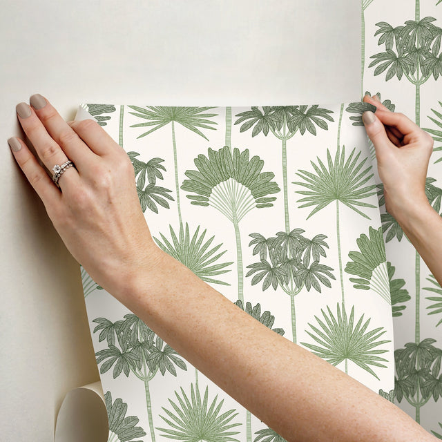 Kentia Green Peel & Stick Wallpaper with Botanical Palm Trees - NuWallpaper NUS6188