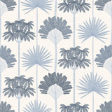 Kentia Blue Peel & Stick Wallpaper with Botanical Tropical Trees - NuWallpaper NUS6189