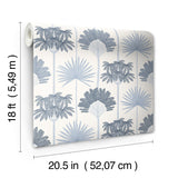 Kentia Blue Peel & Stick Wallpaper with Botanical Tropical Trees - NuWallpaper NUS6189