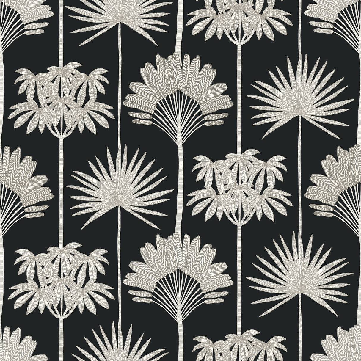 Kentia Black Peel & Stick Wallpaper with Botanical Palm Tree Pattern - NuWallpaper NUS6190