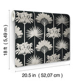 Kentia Black Peel & Stick Wallpaper with Botanical Palm Tree Pattern - NuWallpaper NUS6190