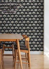 Kentia Black Peel & Stick Wallpaper with Botanical Palm Tree Pattern - NuWallpaper NUS6190