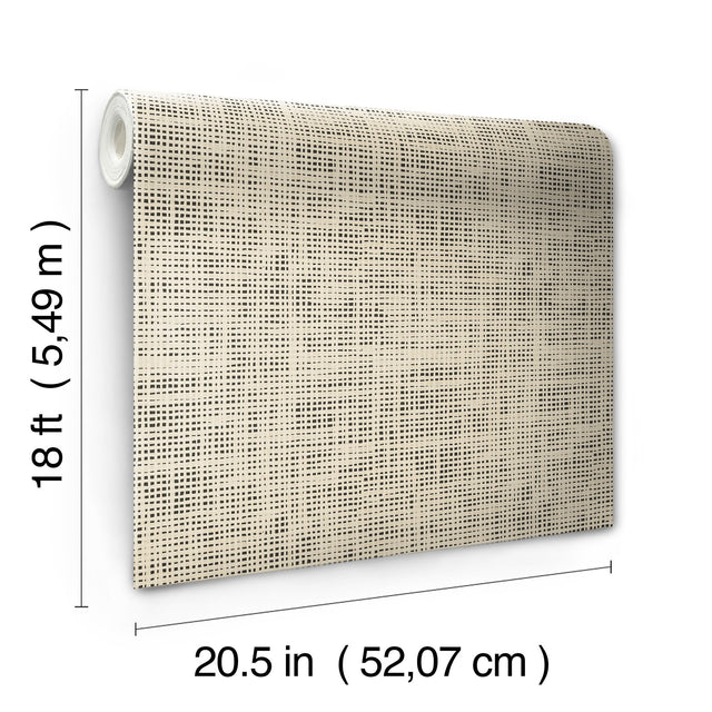 Nolan Black Faux Grasscloth Peel & Stick Wallpaper with Raised Ink Texture - NuWallpaper NUS6199