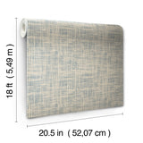Nolan Blue Faux Grasscloth Peel & Stick Wallpaper with Raised Ink Texture - NuWallpaper NUS6200