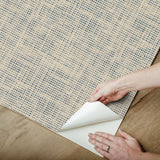 Nolan Blue Faux Grasscloth Peel & Stick Wallpaper with Raised Ink Texture - NuWallpaper NUS6200