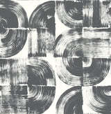 Elias Black Peel & Stick Wallpaper with Abstract Brushstroke Geometric Motif - NuWallpaper NUS6215
