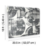 Elias Black Peel & Stick Wallpaper with Abstract Brushstroke Geometric Motif - NuWallpaper NUS6215