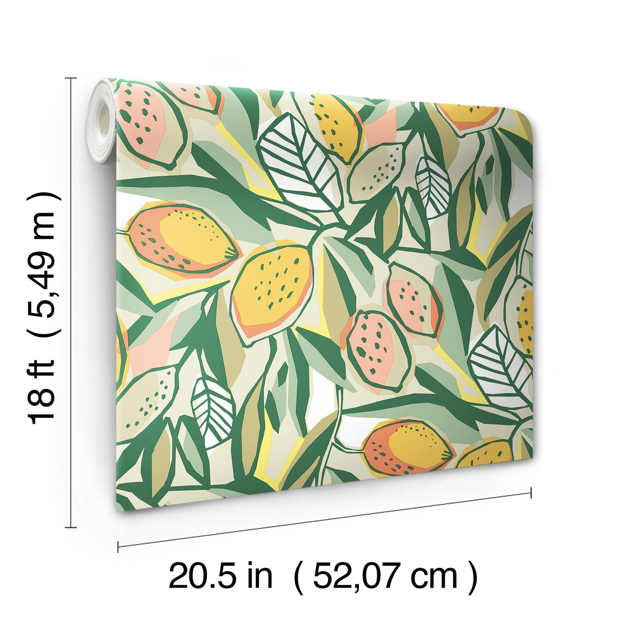 Main Squeeze Peach Peel & Stick Wallpaper with Modern Botanical Fruit Motif - NuWallpaper NUS6216