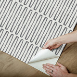 Porter Charcoal Peel & Stick Wallpaper with Retro Geometric Stripe Pattern - NuWallpaper NUS6220