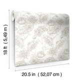 Gilded Floral Cream Peel and Stick Wallpaper by NuWallpaper - Gold Botanical Floral Vine Modern Neutral Fully Removable Wallpaper Roll NUS6366