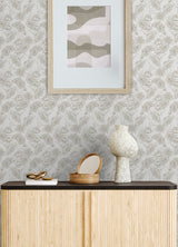 Gilded Floral Cream Peel and Stick Wallpaper by NuWallpaper - Gold Botanical Floral Vine Modern Neutral Fully Removable Wallpaper Roll NUS6366