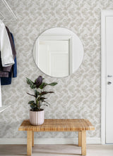 Gilded Floral Cream Peel and Stick Wallpaper by NuWallpaper - Gold Botanical Floral Vine Modern Neutral Fully Removable Wallpaper Roll NUS6366
