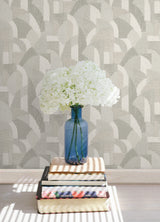 Macario Taupe by NuWallpaper Soft Modern Neutral Woven Geometric Peel and Stick Wallpaper Fully Removable Vinyl 20.5 In x 18 Ft Roll - NUS6370