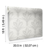 Larkyn Grey NuWallpaper Modern Soft Neutral Botanical Fleur de Lis Peel and Stick Wallpaper Perfect for Rental and DIY Home Decorating - NUS6373