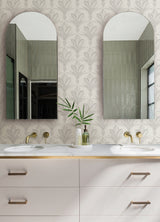 Larkyn Grey NuWallpaper Modern Soft Neutral Botanical Fleur de Lis Peel and Stick Wallpaper Perfect for Rental and DIY Home Decorating - NUS6373