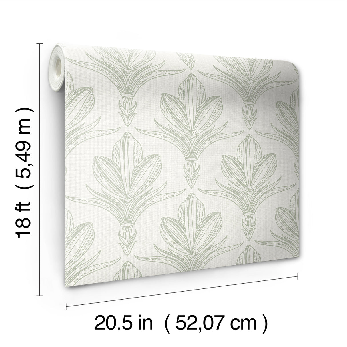 Larkyn Green by NuWallpaper Modern Botanical Fleur de Lis Peel and Stick Fully Removable Wallpaper from WallPops Collection NUS6375