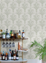 Larkyn Green by NuWallpaper Modern Botanical Fleur de Lis Peel and Stick Fully Removable Wallpaper from WallPops Collection NUS6375