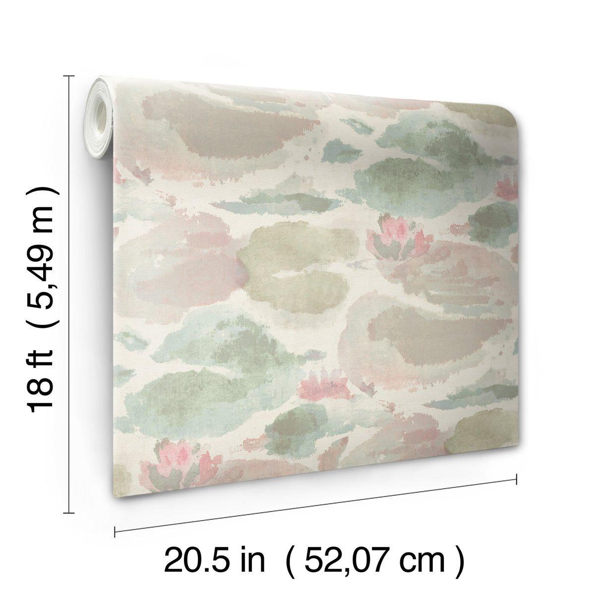 Water Lily Blush and Teal Peel and Stick Wallpaper by NuWallpaper Transitional Botanical Painterly Watercolor Floral Vinyl Pattern - NUS6418