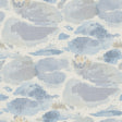 Water Lily Blue Peel and Stick Wallpaper by NuWallpaper NUS6419 - Painterly watercolor botanical design with soft blue water lily pads and cream blooms