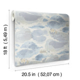 Water Lily Blue by NuWallpaper Serene Painterly Botanical Peel and Stick Wallpaper Transitional Floral WallPops Collection NUS6419