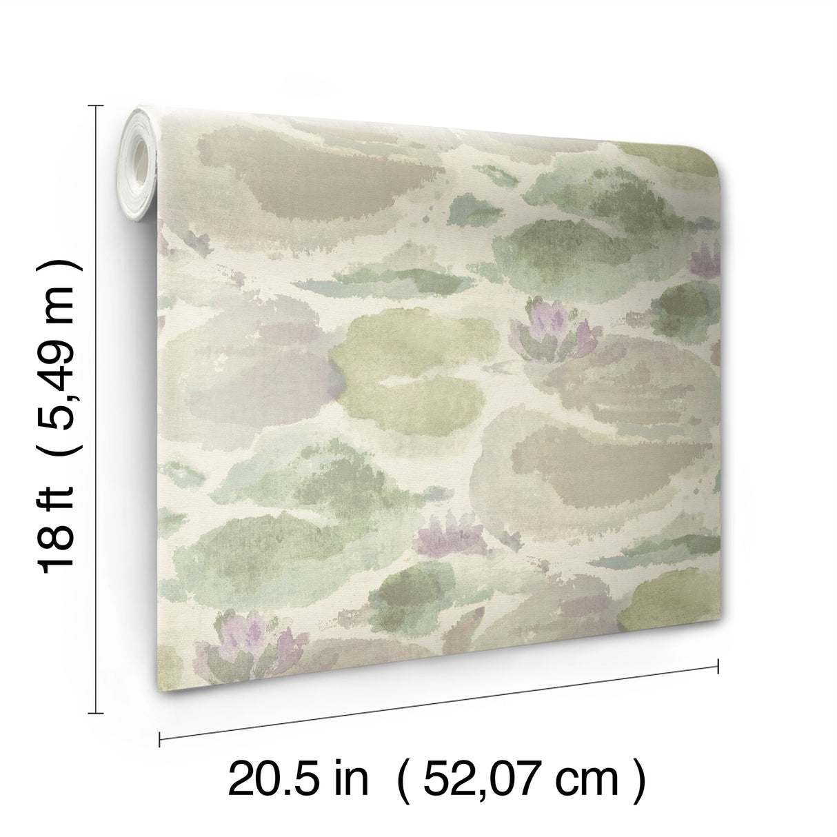 Water Lily Lavender & Green by NuWallpaper Serene Botanical Peel and Stick Vinyl Wallpaper Floral Nature Inspired Transitional Design - NUS6420