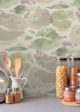 Water Lily Lavender & Green by NuWallpaper Serene Botanical Peel and Stick Vinyl Wallpaper Floral Nature Inspired Transitional Design - NUS6420