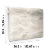 Water Lily Cream by NuWallpaper Serene Neutral Botanical Floral Peel and Stick Fully Removable Transitional Wallpaper Roll 20.5 in x 18 ft - NUS6421