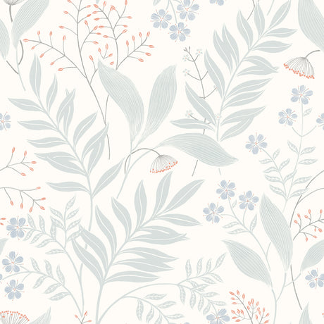 Amanda Blue Green Peel and Stick Botanical Leaf Wallpaper by NuWallpaper - NUS6423