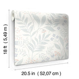 Amanda Blue Green by NuWallpaper Serene Botanical Leaf and Floral Peel and Stick Wallpaper - WallPops Transitional Collection NUS6423