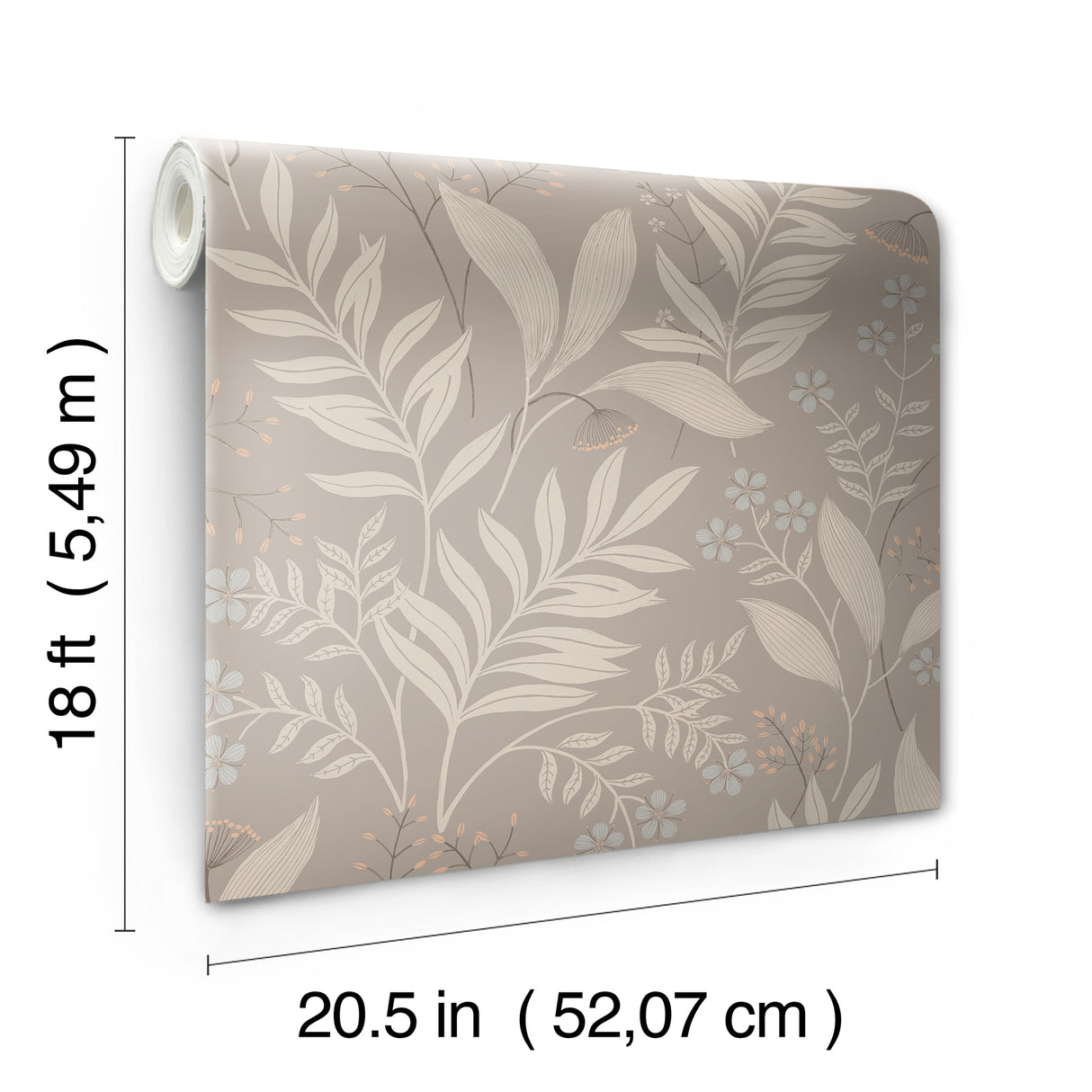 Amanda Taupe Peel and Stick Wallpaper by NuWallpaper Nature-Inspired Botanical Leaves Neutral Transitional WallPops Collection - NUS6424