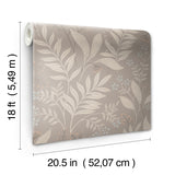 Amanda Taupe Peel and Stick Wallpaper by NuWallpaper Nature-Inspired Botanical Leaves Neutral Transitional WallPops Collection - NUS6424