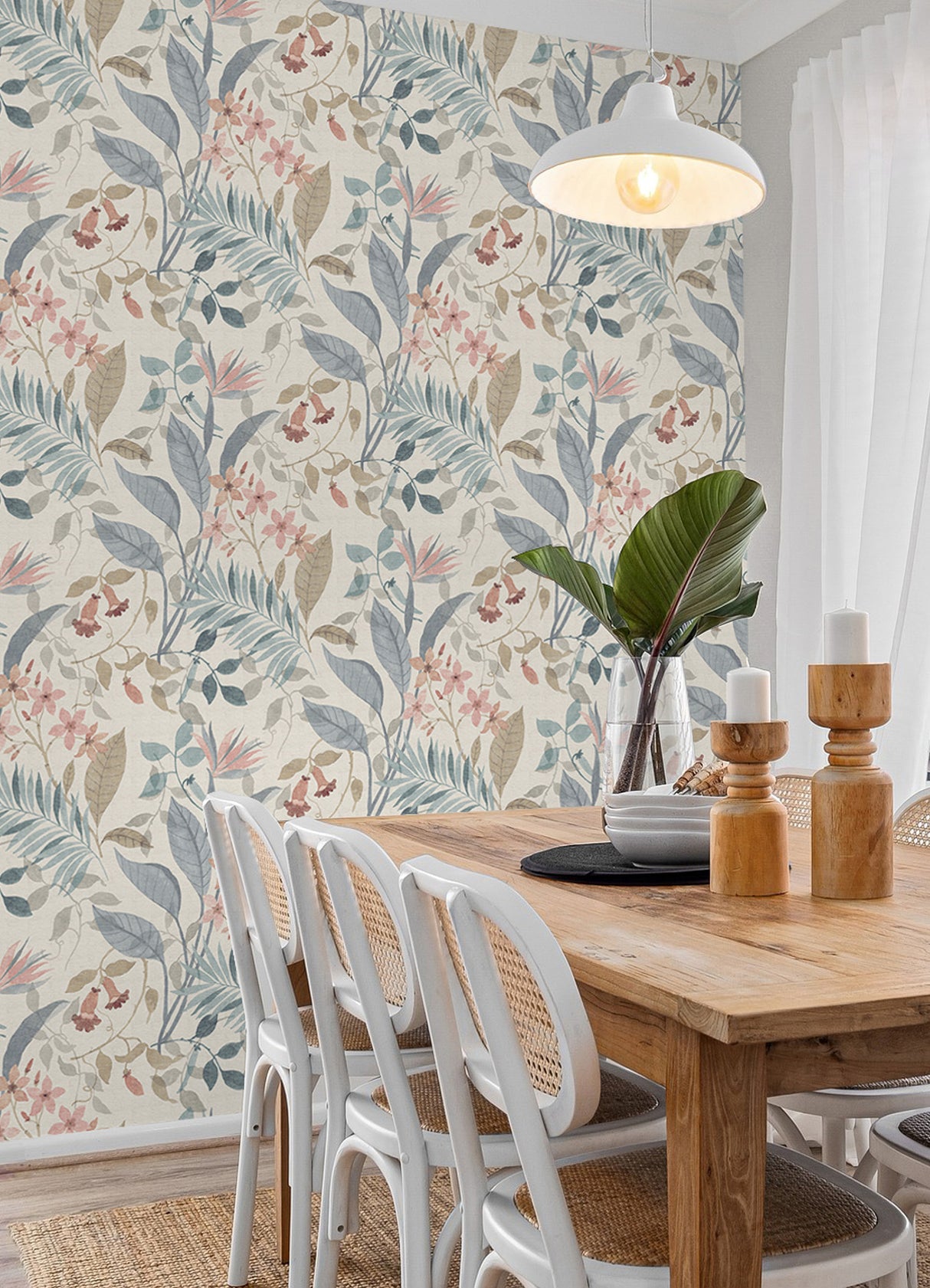 Jesinda Pink by NuWallpaper Light and Airy Muted Botanical Floral Leaves Peel and Stick Fully Removable Vinyl Wallpaper WallPops NUS6425