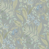Jesinda Green Botanical Floral Peel and Stick Wallpaper with Muted Green and Blue Leaves by NuWallpaper NUS6426
