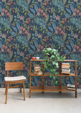 Jesinda Cobalt by NuWallpaper Vibrant Botanical Tropical Floral and Leaf Peel and Stick Wallpaper in Deep Blue Pink and Green NUS6427
