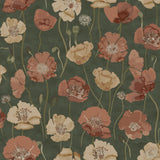 Adelia Moss Peel and Stick Wallpaper by NuWallpaper NUS6430 Painterly Watercolor Poppy Botanical Floral Green