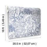 Under the Sea Navy Blue by NuWallpaper Illustrative Nautical Seascape with Jellyfish and Coral Peel and Stick Wallpaper - NUS6494