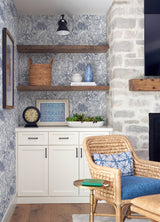 Under the Sea Navy Blue by NuWallpaper Illustrative Nautical Seascape with Jellyfish and Coral Peel and Stick Wallpaper - NUS6494