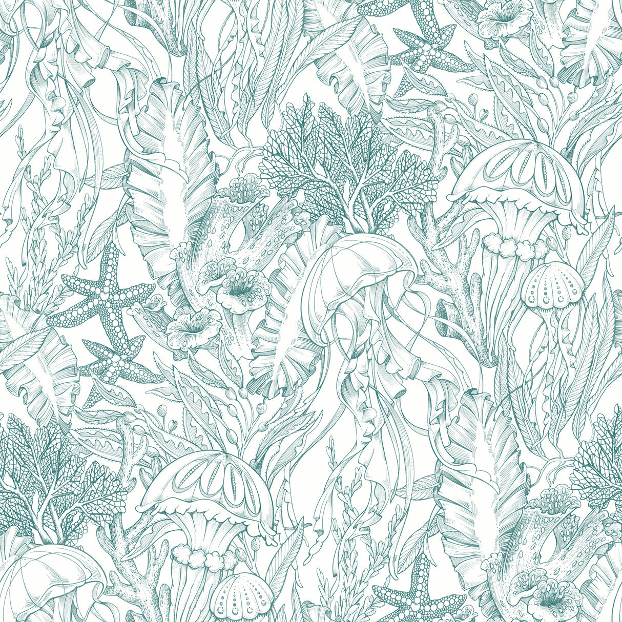 Under the Sea Teal Peel and Stick Wallpaper by NuWallpaper - NUS6495