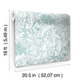 Under the Sea Teal by NuWallpaper Nautical Illustrated Ocean Seascape with Jellyfish Coral and Starfish Peel and Stick Wallpaper - NUS6495