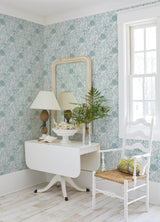 Under the Sea Teal by NuWallpaper Nautical Illustrated Ocean Seascape with Jellyfish Coral and Starfish Peel and Stick Wallpaper - NUS6495