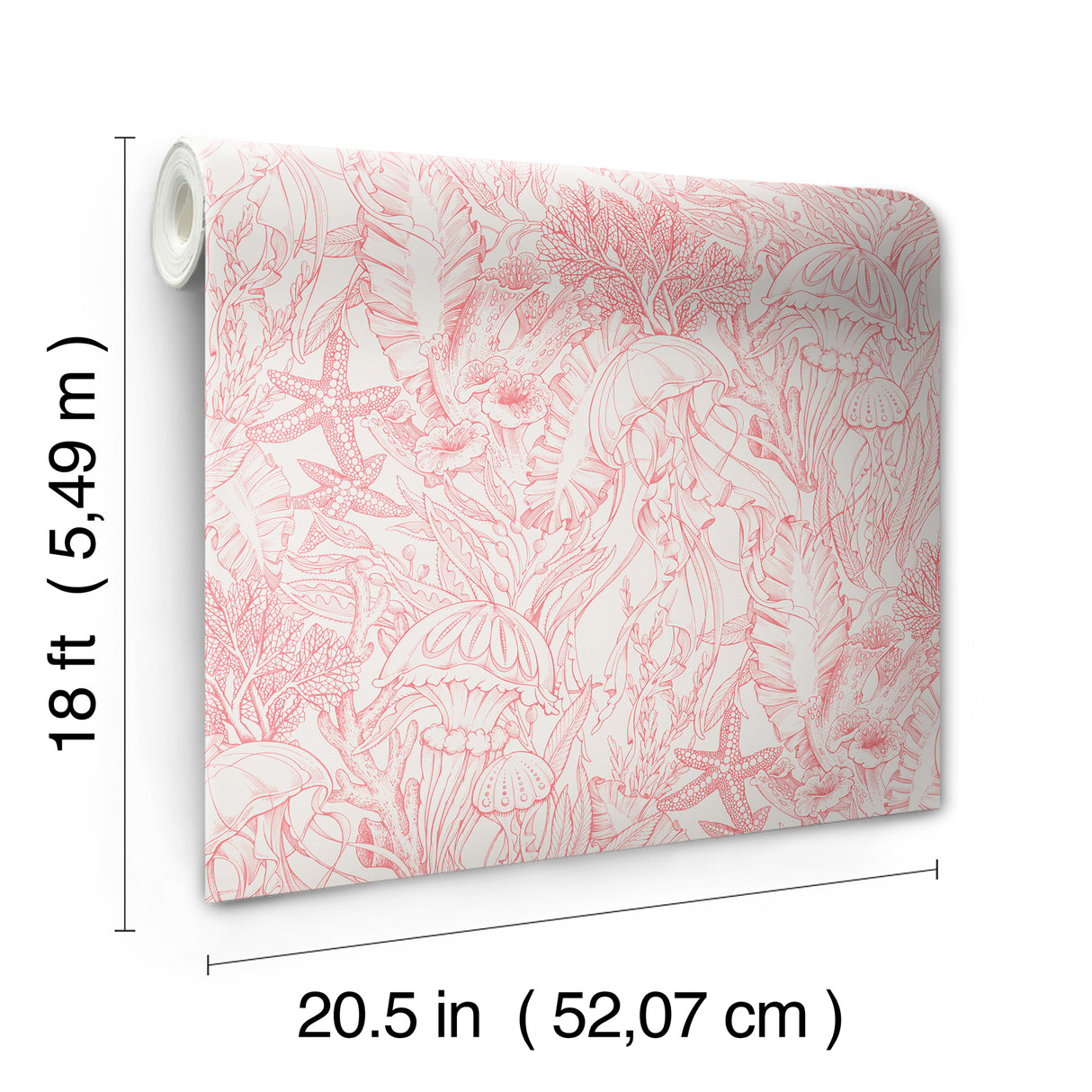 Under the Sea Coral by NuWallpaper Illustrative Coral Taupe Jellyfish Marine Biology Seascape Peel and Stick Wallpaper - NUS6496